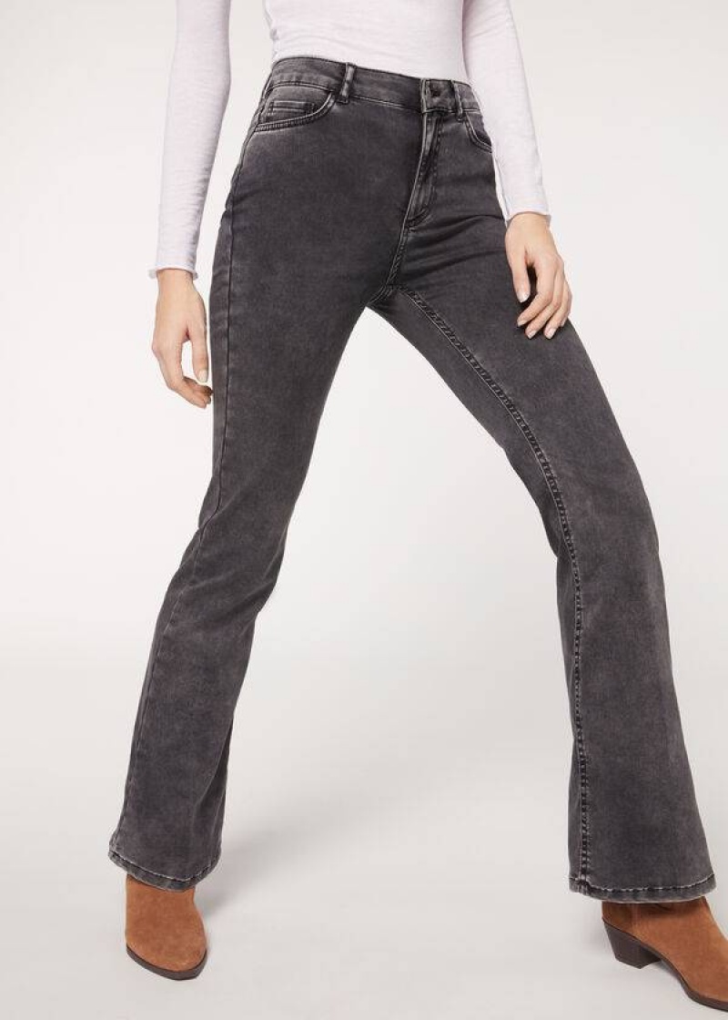 Calzedonia Flared Jeans Damen Grau | DE1596DN